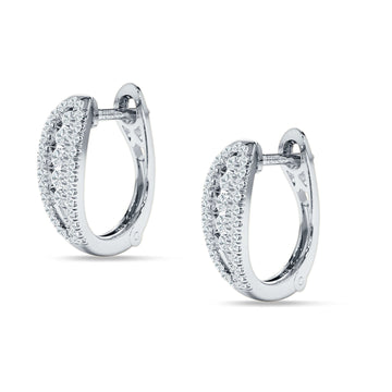 Three Row Oblong Hoop Earring Cubic Zirconia 925 Sterling Silver Wholesale